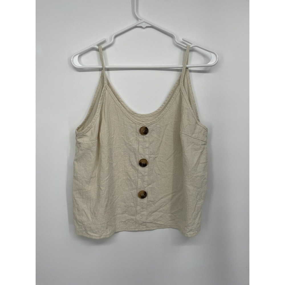 SHEIN‎ XL Camisole Women Beige Good V-Neck Decorative Button Textured Tank